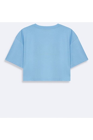 Ltb Lopeze Logolu Kadın Crop Kısa Kol T-shırt 1224800226089-1487 Mavi