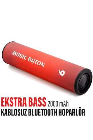 Ekstra Bass Bluetooth Hoparlör Speaker 2000 Mah Ip65 Kırmızı