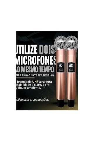 Profesyonel Çiftli Kablosuz Mikrofon Seti Karaoke Şarj Edilebilir 50 Metre Mesafe Rose Evimdeyokyok