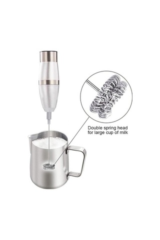 Dancemonkey 2 Adet Elektrikli Süt Köpürtücü Paslanmaz Çelik Mikser, Silikon Kapaklı Beyaz