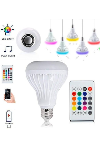 E27 Rgb Led Ampul Uzaktan Kumandalı Bluetooth Ve Hoparlör Özelli