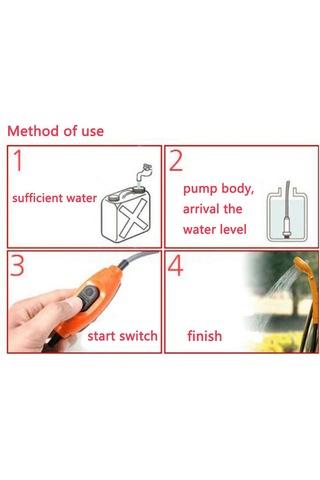 Gajeena 12v Plastik Oto Dışarıdaki Duş Sistemi - 2m Su Borusu, 4m Kablolu, 850g, Depolama Çantası İle Sarı