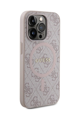 Apple Uyumlu iPhone 14 Pro Max Kılıf Guess Lisanslı Magsafe Özellikli 4g Desenli Yazı Logolu Kapak Siyah
