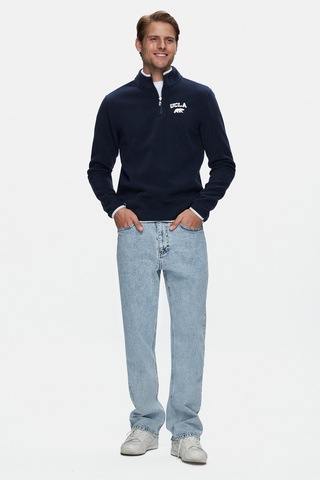 Ucla Cornıng Koyu Lacivert Yarım Fermuarlı Nakışlı Polar Standard Fit Erkek Sweatshirt Koyu Lacivert