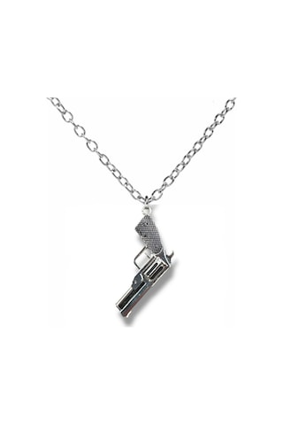 Altıpatlar Revolver Tabanca Figürlü Kolye Gümüş Renk Unisex Metal Takı Çok renkli
