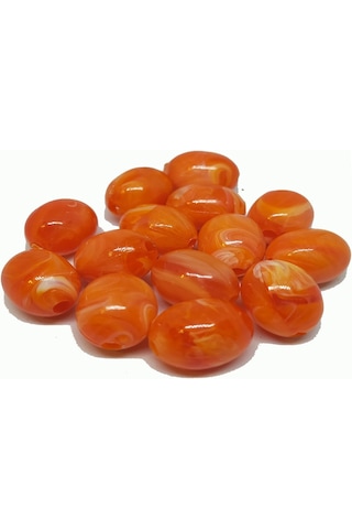 Sazan Dip Yemi Oval Boncuk Ebruli Kırmızı 14 Mm(Dar Delik)30 Adet