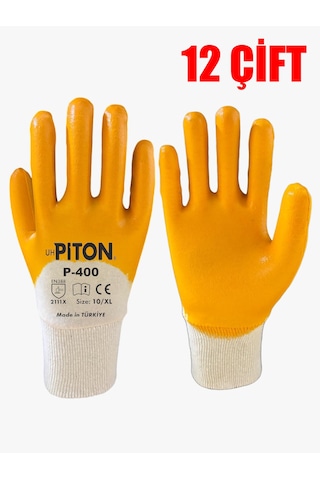 Piton P400 Gold 3/4 Nitril Kaplı Pamuk Örgü İş Eldiveni 12 Adet/çift