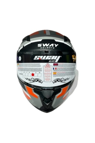 Sway SW 820 AIX Full Face Gümüş Vizör Kask Gri Turuncu