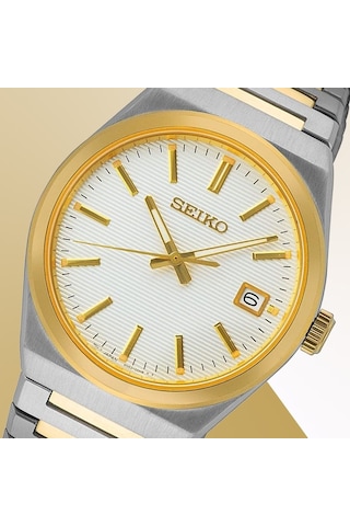 Seiko Sur558p Quartz Çelik Altın/gri Beyaz Kadran 10 Atm 39 Mm Erkek Kol Saati Gri