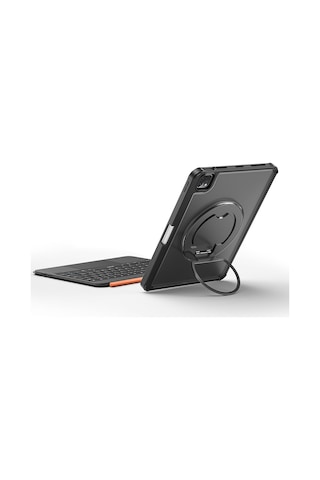 Apple Uyumlu iPad Pro 13 2024 Wiwu Mk-007 Combo Pro Kalem Bölmeli Klavyeli Standlı Kılıf Siyah Klavyeli Kılıf