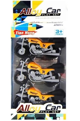 Die Cast 3 Lü Motorsiklet Seti Sarı