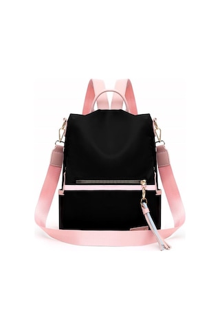 Siyah Yogodlns Kadın Kızın Patchwork Kontrast Renk Naylon Sırt Çantası Seyahat Okul Çantası Omuzdan Askili Çanta Sırt Çantası Sırt Çantası Yeni Siyah