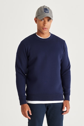 AC&Co / Altınyıldız Classics Erkek Lacı Standart Fit Normal Kesim İçi Polarlı Bisiklet Yaka Sweatshirt Lacivert
