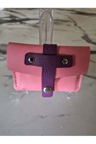 Gogo Bıttırıbızdık Cüzdan Kartlık Hakiki Deri El Yapımı Mor - Pembe