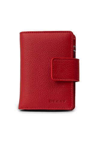 Deery Hakiki Deri Kırmızı Dikey Kadın Cüzdanı - 00918zkrmz01 Kırmızı