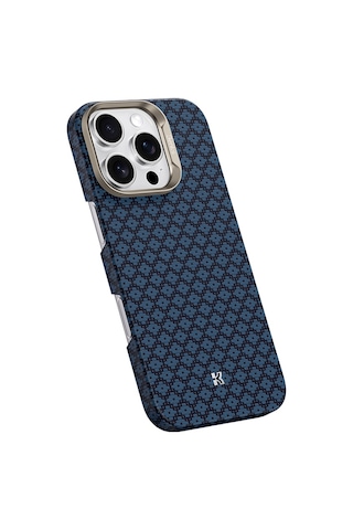 Apple Uyumlu iPhone 16 Pro Max Kılıf M-safe Özellikli Benks Armorair Armorgrid Serisi Kevlar Kapak Mavi Mavi