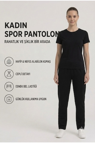 Genel Markalar İki Cepli İki İplik Kompak Penye Eşofman Siyah