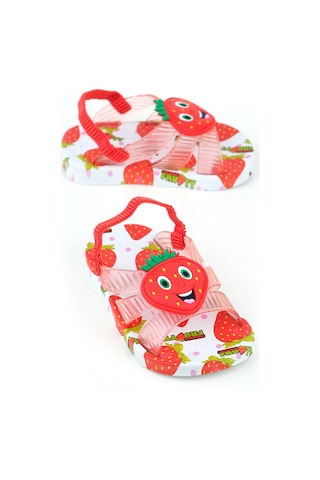Gezer Yazlık Çilek Desenli Islak Zemine Uygun Kız Çocuk Terlik Sandalet Gt6ybe.14167.00.021.bkr Kırmızı