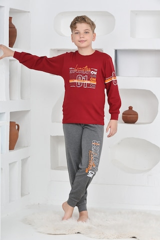 Modanino Erkek Çocuk Baskılı %100 Pamuk İnterlok Kumaş Pijama Takımı 12446 Petrol Mavisi
