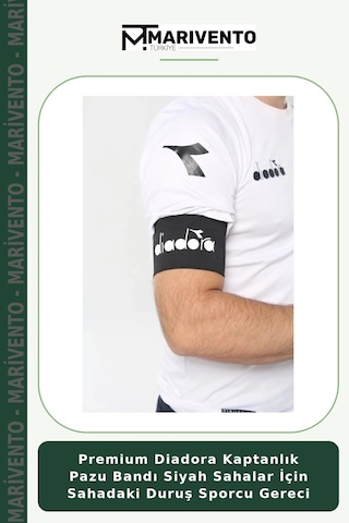 Premium Diadora Kaptanlık Pazu Bandı Siyah Sahalar İçin Sahadaki Duruş Sporcu Gereci