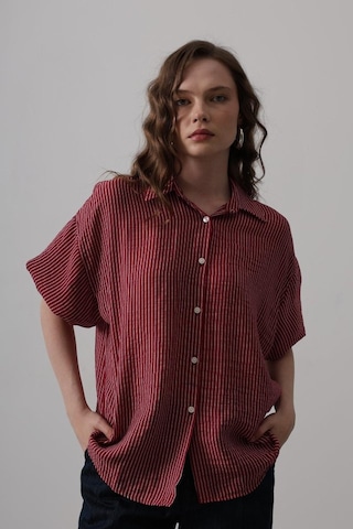Alyn Wear Yarım Balon Kol Çizgili Gömlek - Bordo