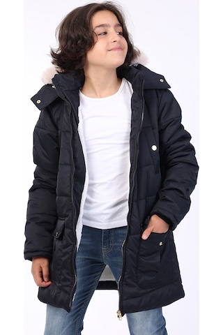 Toontoy Kids Toontoy Erkek Çocuk Kapüşonlu İçi Kürklü Mont Siyah