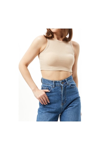 Kadın Kahve Sporcu Crop Top