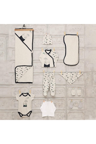 Bebitof Minilamb Şemsyeli Ayıcık 10'Lu Zıbın Set 17023 Lacivert Çok Renkli