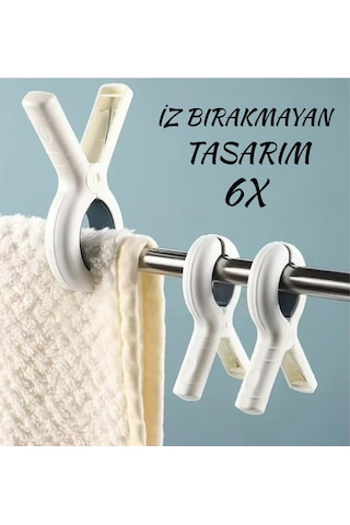 Mucit Home 6 Adet Şezlong Mandalı Plaj Havlusu Klipsi İz Bırakmayan Çamaşır Mandalı Yorgan Kurutmaklips Beyaz