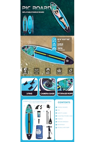 Aria Stand Up Paddle Board 320 X 82 X 15 Cm Ölçülerinde Şişme Sörf Tahtası Full Set