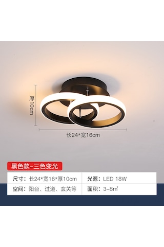 Neevoyu Koyu Siyah Çift Daire Led Aydınlatma, Üç Renk Değişimi, Modern Minimalist Ev Dekoru - Koridor, Balkon, Gardrop, Salon Ve Giriş İçin Uygun Siyah