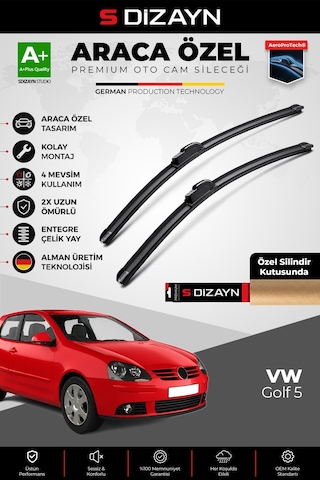 S-dizayn Vw Golf 5 Ön Cam Silecek Seti 2004-2005 Premium Araca Özel 60-48 Cm A+ Kalite