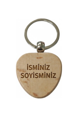 Kişiye Özel Kalp Ahşap Anahtarlık İsim Soyisim Yazılı Lazer Gravür Anahtarlık Özel Tasarım Kişisel Hediye