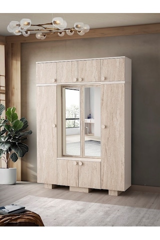 Lotus Mdf Portmanto Krem - Meşe