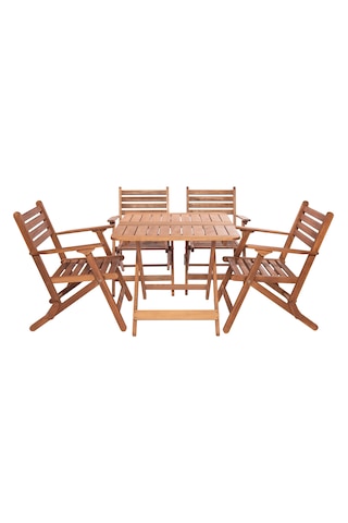 Modermo 4 Kişilik Ahşap Katlanır Oturma Grubu - 80x80 Cm Grup F