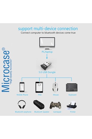 Microcase AL2392 Mini v5.0 Bluetooth USB Dongle Alıcı