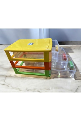 3 Katlı Çekmeceli Kutu Masa Üstü Organizer Çok Renkli