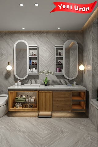 Çok Amaçlı Aynalı Takı Dolabı Mdf Kapak - Beyaz - Oval Çerçeve