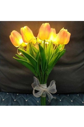 Fastbuy Pil Güçlü Lale Işık Ampulleri Beyaz Pembe 10 Adet Canlı Sarı Turuncu Ev Dekorasyon Hediye Sepeti Çiçek Tasarımı Beyaz - Pembe