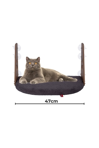 Cam Yatağı Vantuzlu Kedi Cam Yatağı Vantuzlu Yatak Antrasit
