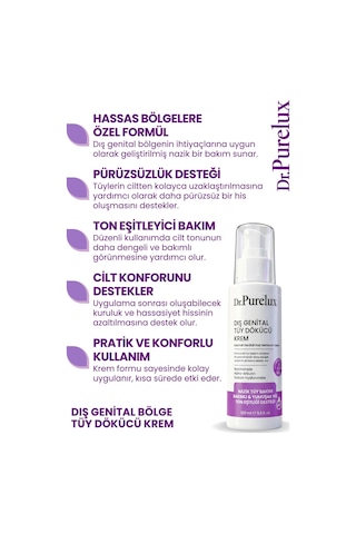 Dış Genital Bölge İçin Hassas Tüy Dökücü Krem Pürüzsüz His Ve Ton Eşitleyici 100 Ml