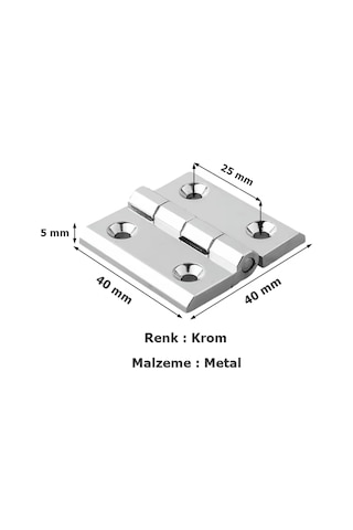Dolap Kabin Menteşesi Metal 4 Cm Krom Krom