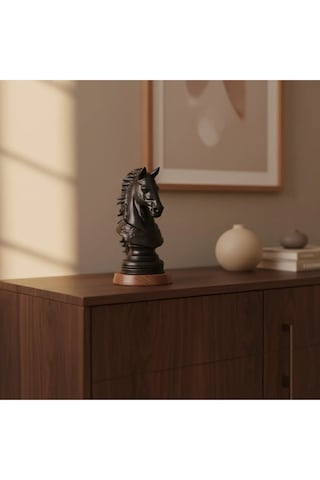 Hestar Dekoratif Obje - Siyah / Ahşap Tabanlı Ceviz