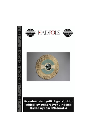 Premium Hediyelik Eşya Koridor Objesi Ev Dekorasyonu Hasırlı Duvar Aynası 3natural-4 Naturel