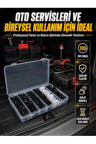 Araç Kapı Döşemesi Ve Tampon Klipsi Seti Universal Plastik Sabitleme Klipsi 100 Parça -