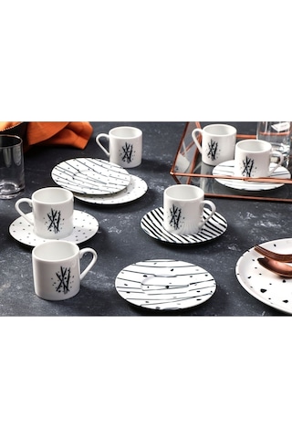 Porland Sidereal 6 Kişilik Kahve Fincan Takımı 90cc 12 Parça