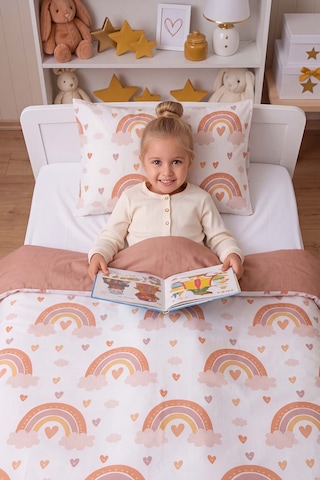 Bohem Pastel Gökkuşağı Tek Kişilik Pamuklu Nevresim Takımı Çok Renkli
