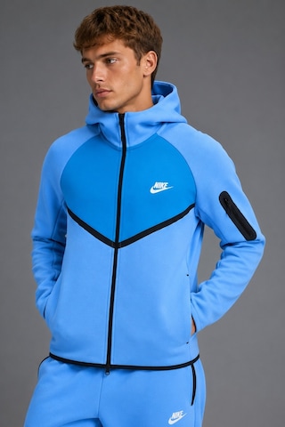 Nike Tech Fleece Mix Wr Full Zip Hoodie Kapüşonlu Unisex Sweatshirt Mavi