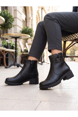 Nesilshoes Nesil Shoes Marr 822 Hakiki Deri İçi Kürklü Kadın Bot Siyah