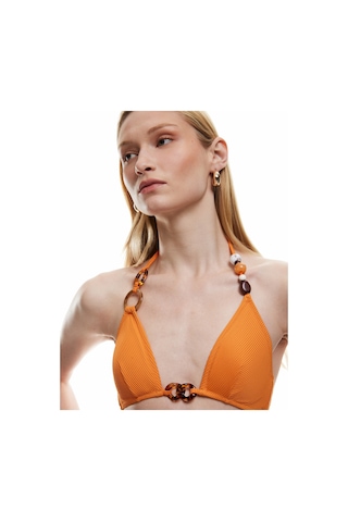 Koton Dokulu Aksesuarlı Derin V Yaka Bikini Üstü Turuncu 5sak10270mm Turuncu